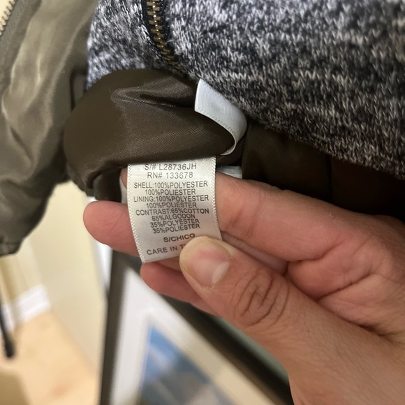 Love Tree Olive Bomber Jacket with Knit Hood- Size Small - Picture 5 of 10